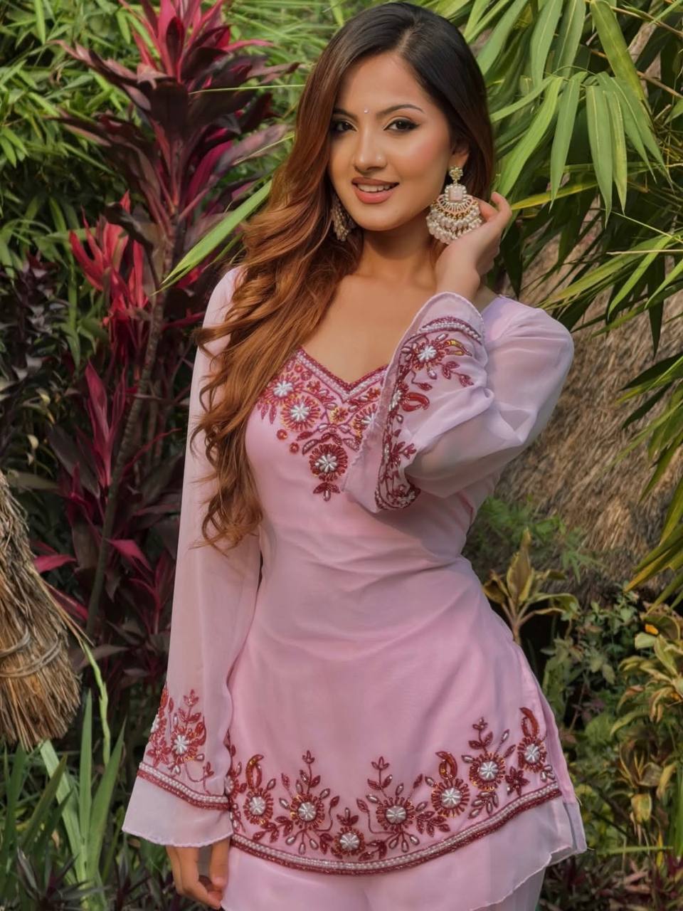 Zivara Georgette Embroidered Palazzo Set
