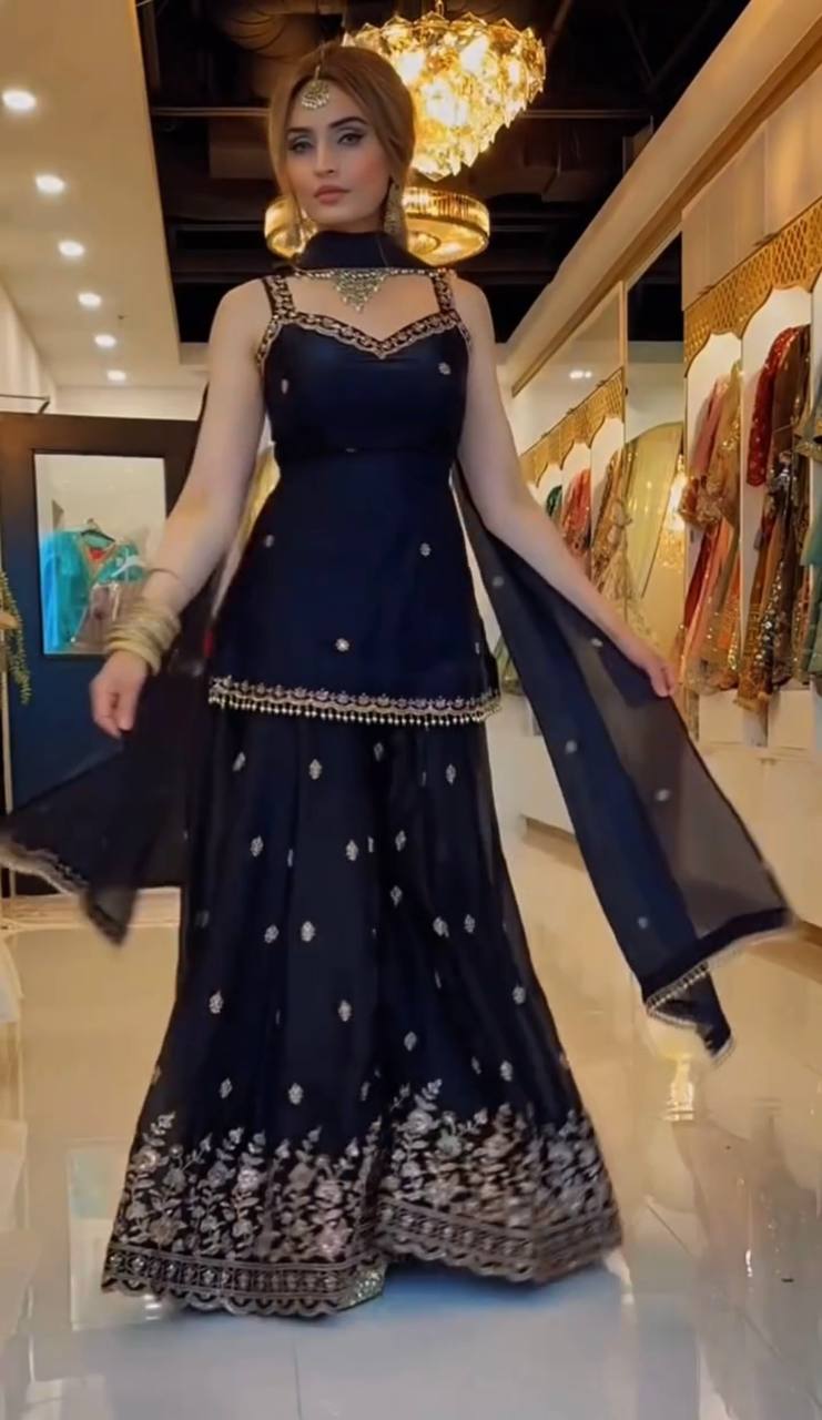 Zivanta Frendy Silk Zari Sharara Set