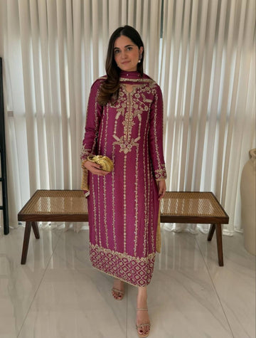 Aarvya Crep Silk Longline Suit Set