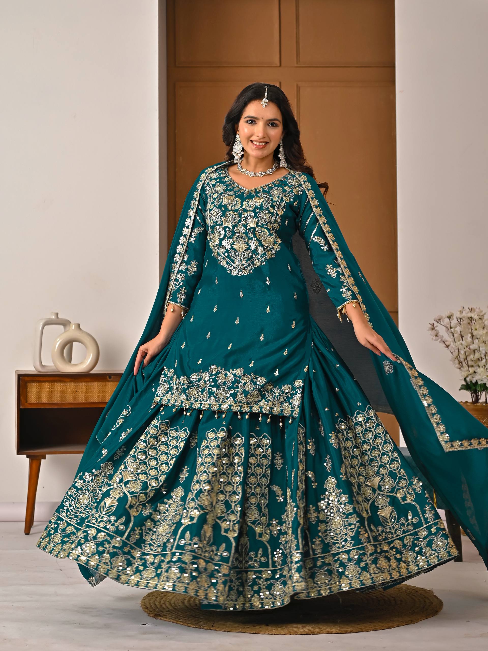 Azelra Chinnon Zari Lehenga Set