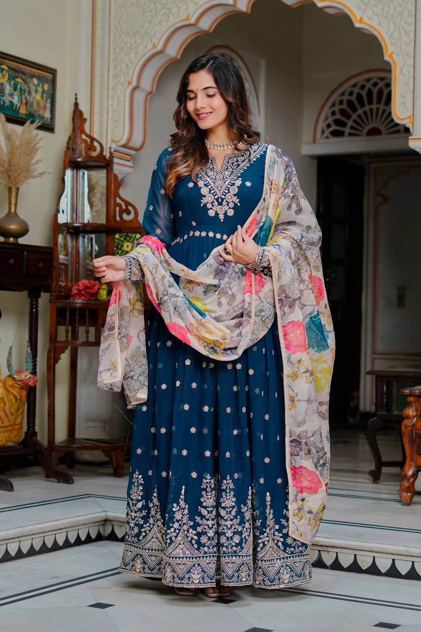 Neyrisa Georgette Flair Gown Set