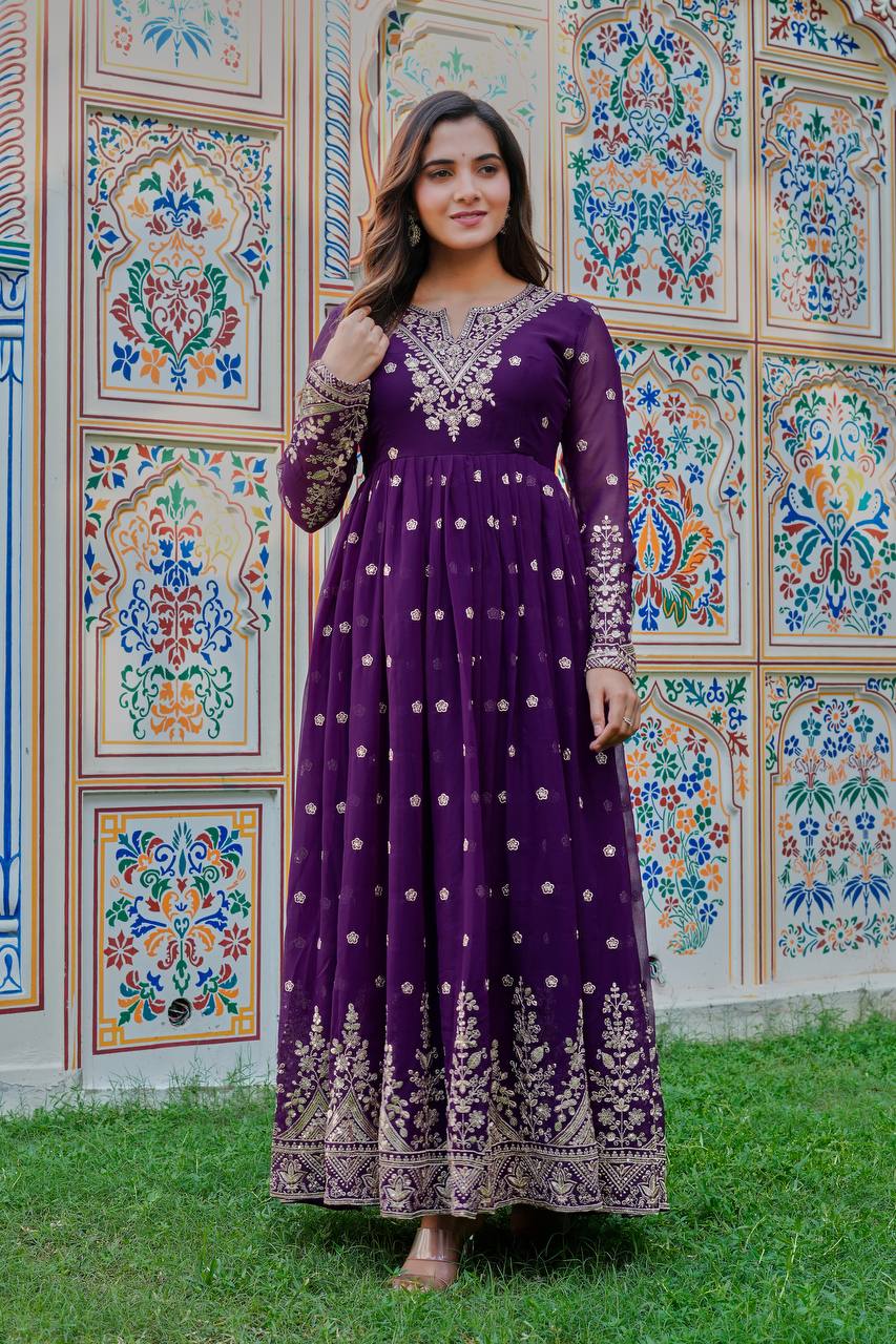 Neyrisa Georgette Flair Gown Set