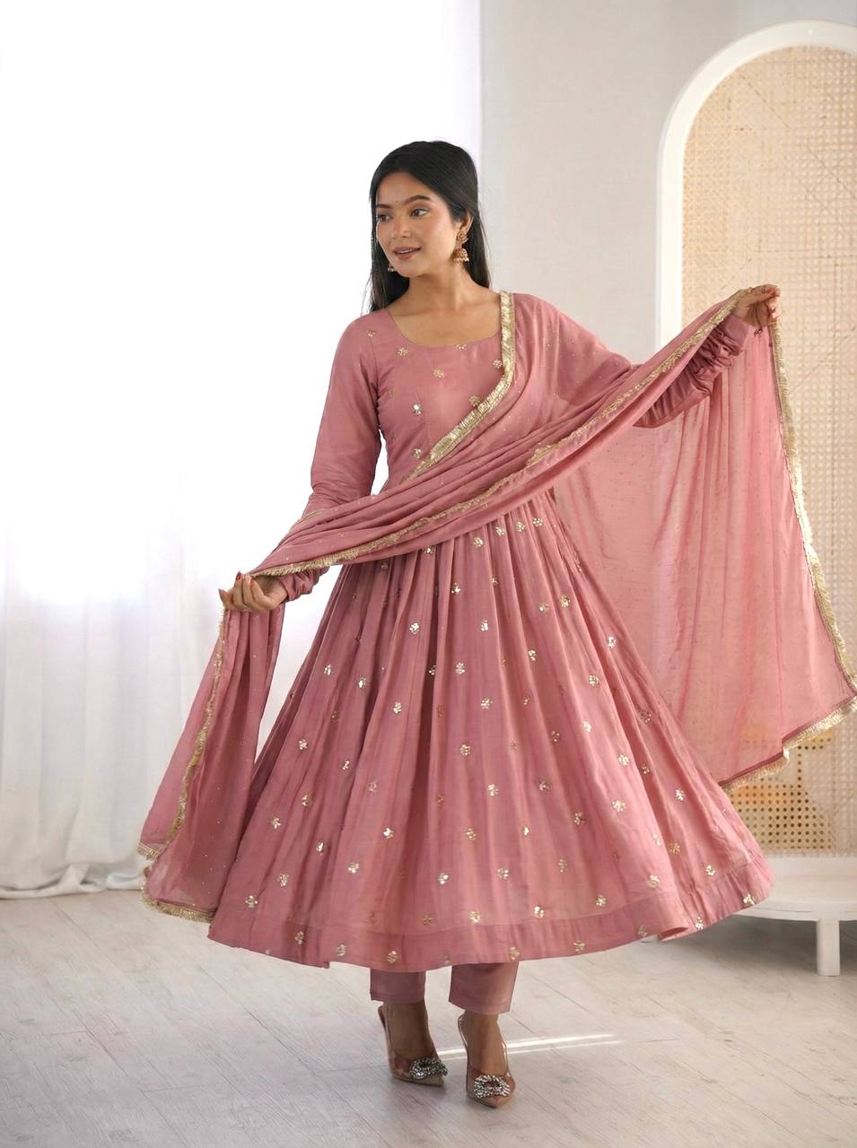 Ravelya Roman Silk Flair Suit Set