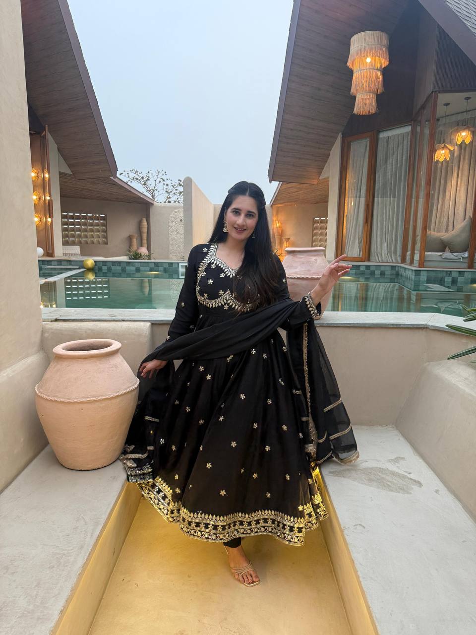 Virexa Vichitra Silk Anarkali Set