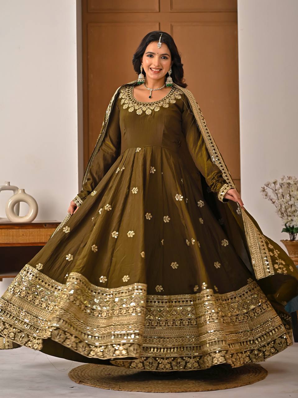 Ishmika Vichitra Silk Anarkali Suit Set
