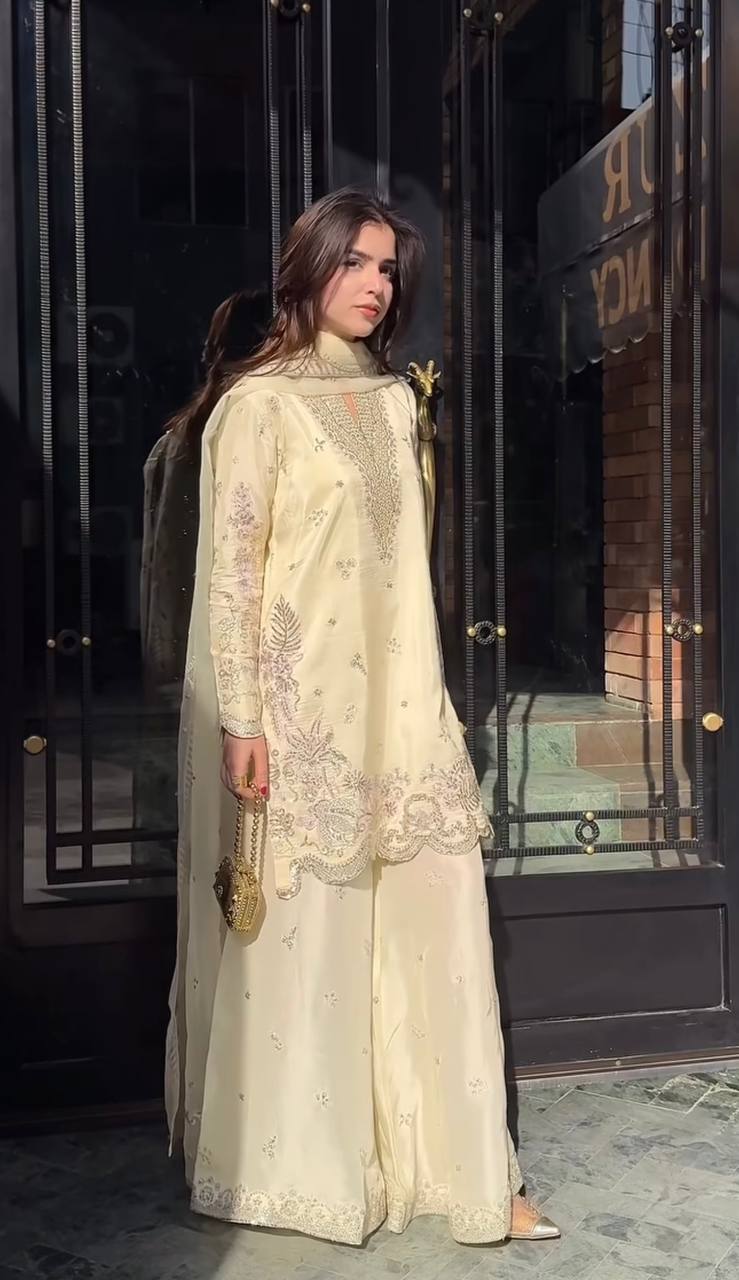 Zyvella Crepe Silk Sharara Ensemble