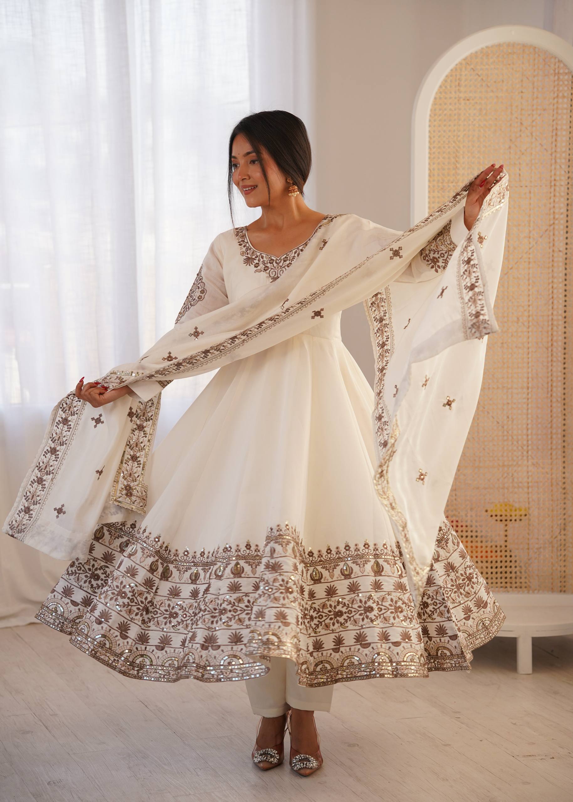 Aarohi Royal Roman Silk Gown Set