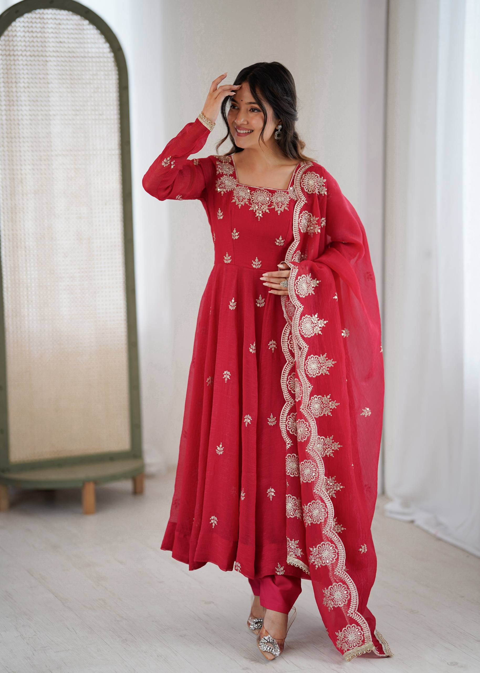 Anaya Crunchy Silk Embroidery Gown Set