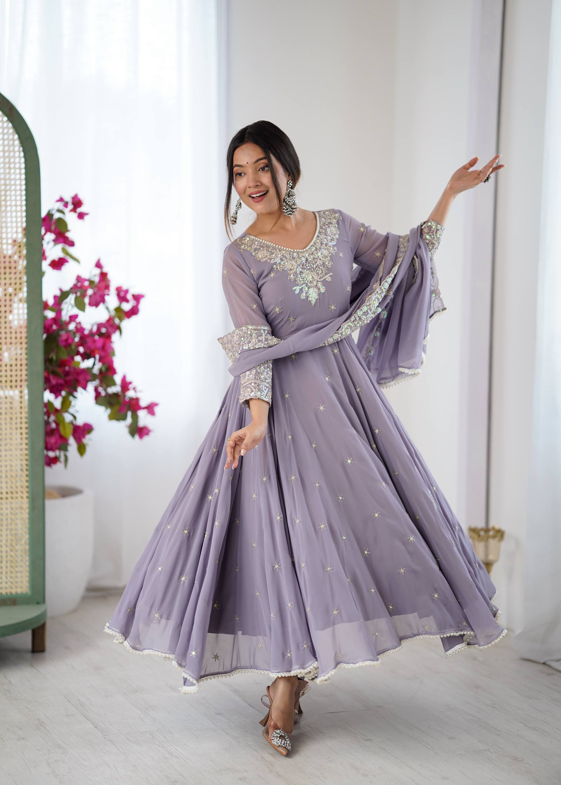 Meher Rainbow Sequence Anarkali Gown Set