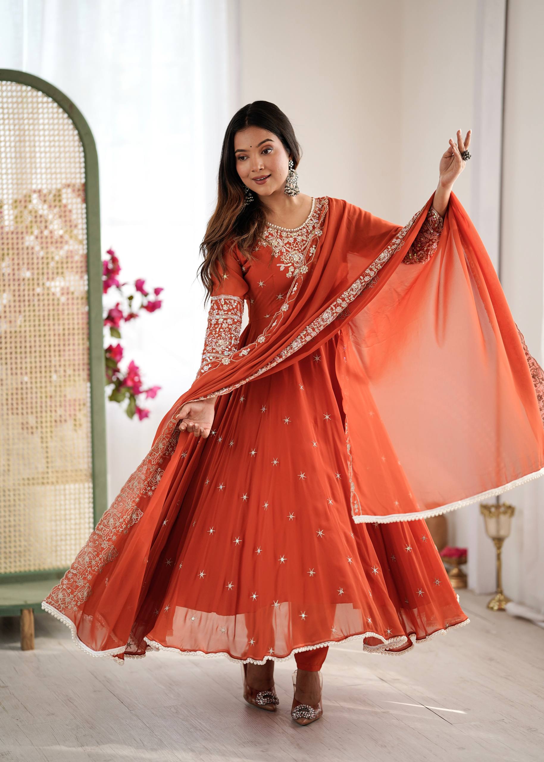 Meher Rainbow Sequence Anarkali Gown Set
