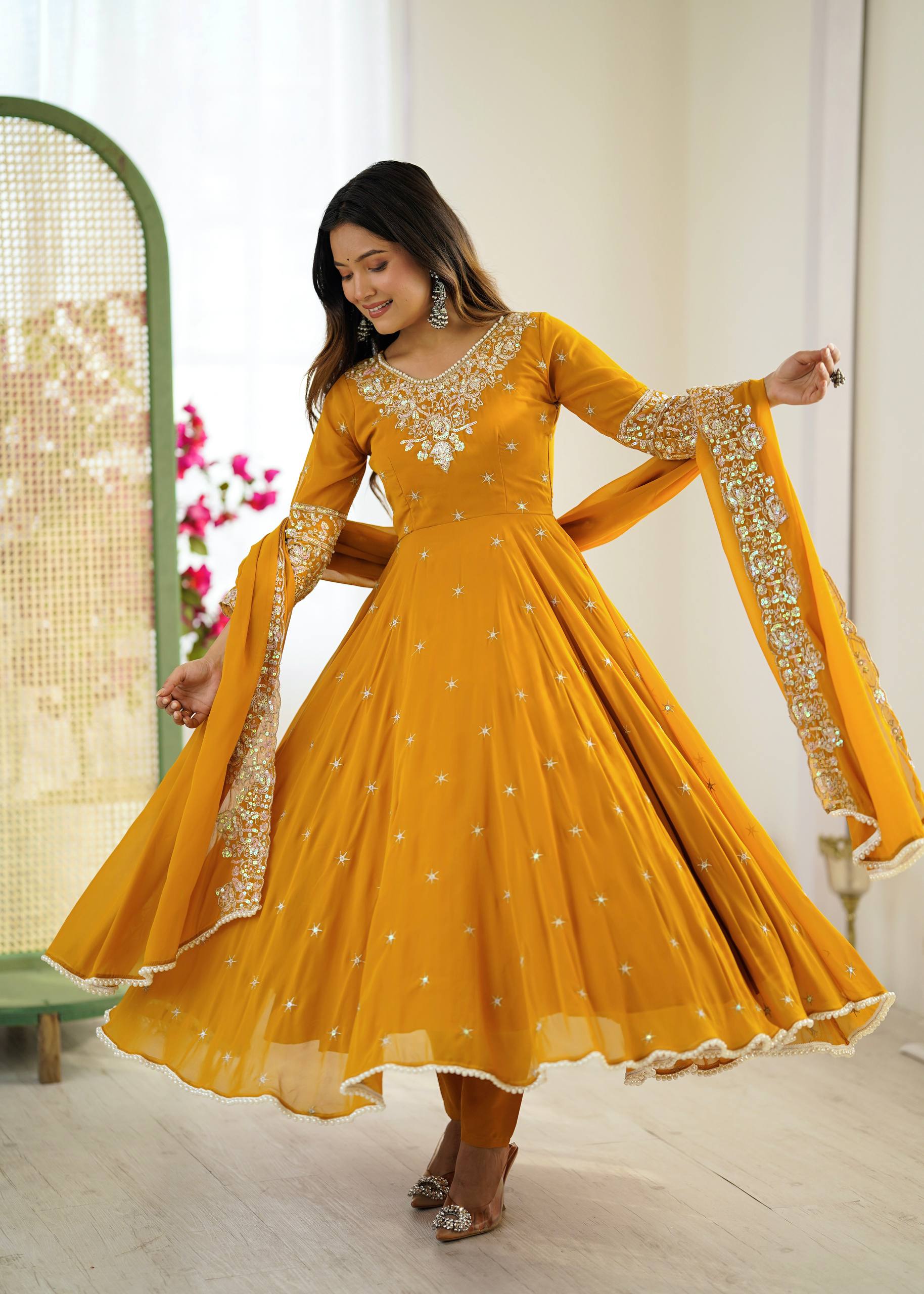 Meher Rainbow Sequence Anarkali Gown Set