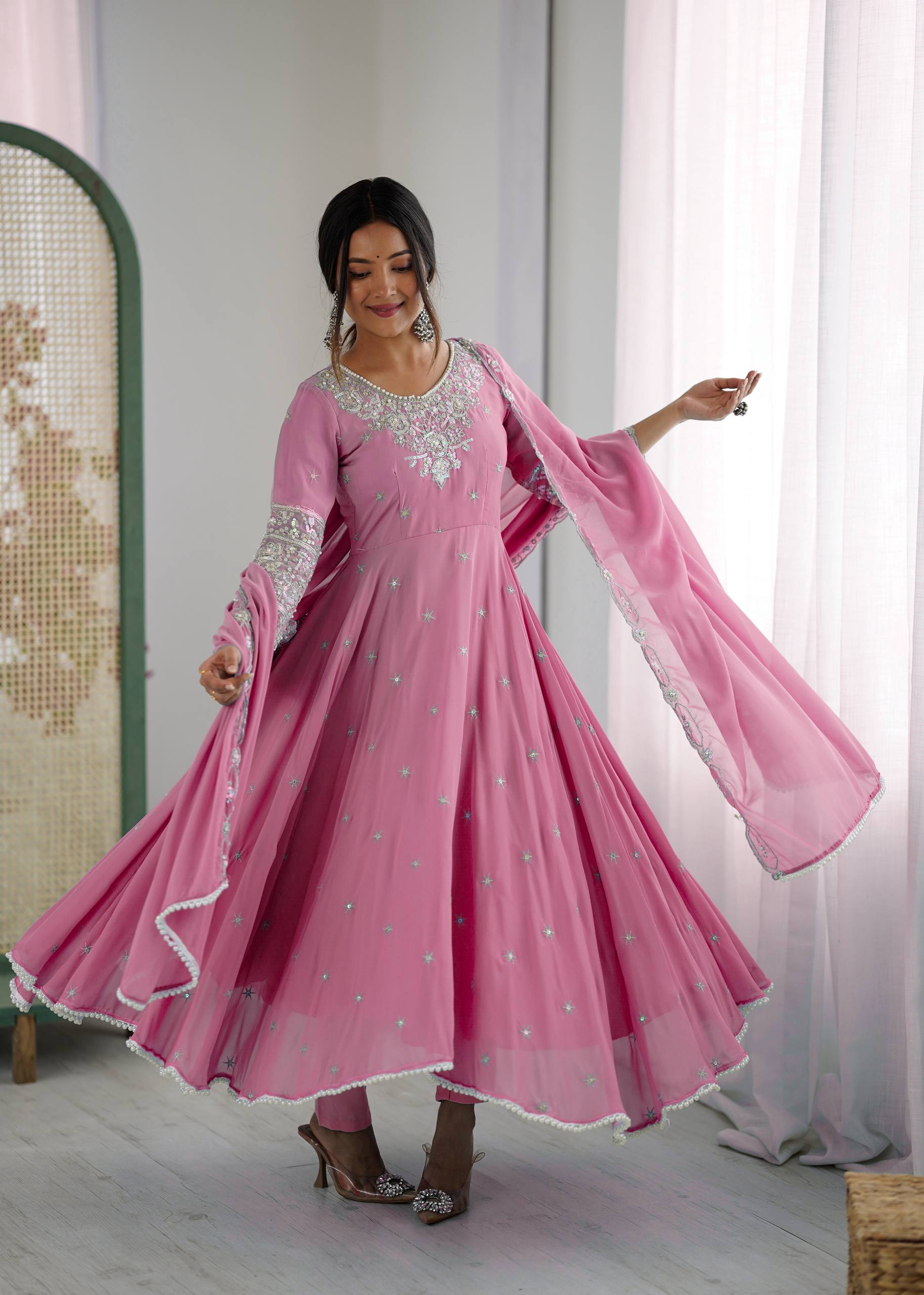 Meher Rainbow Sequence Anarkali Gown Set
