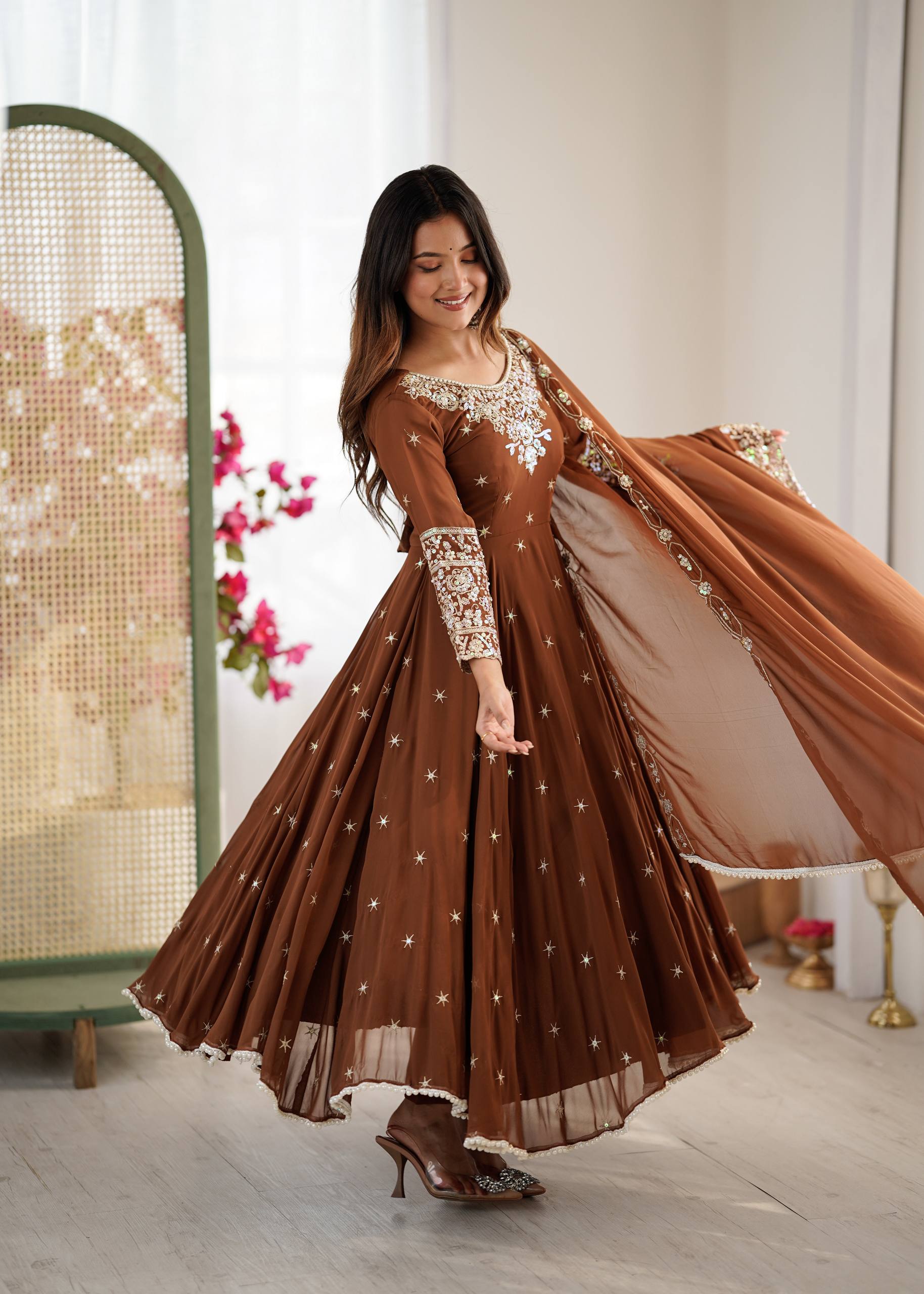 Meher Rainbow Sequence Anarkali Gown Set