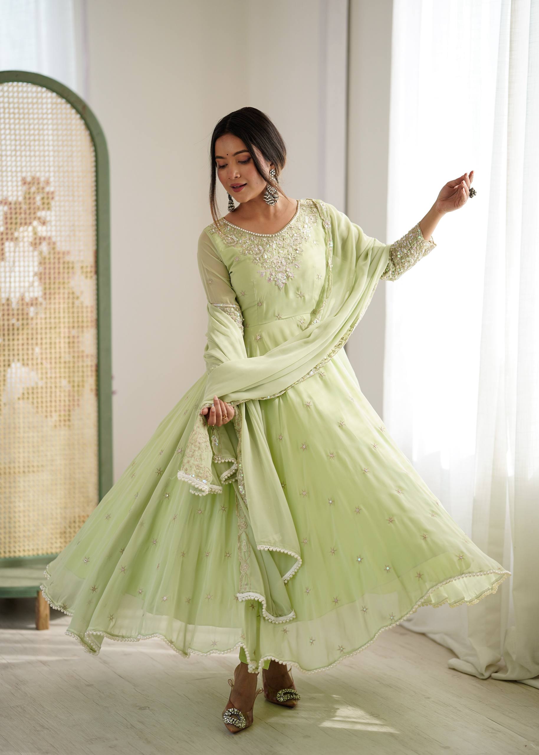 Meher Rainbow Sequence Anarkali Gown Set