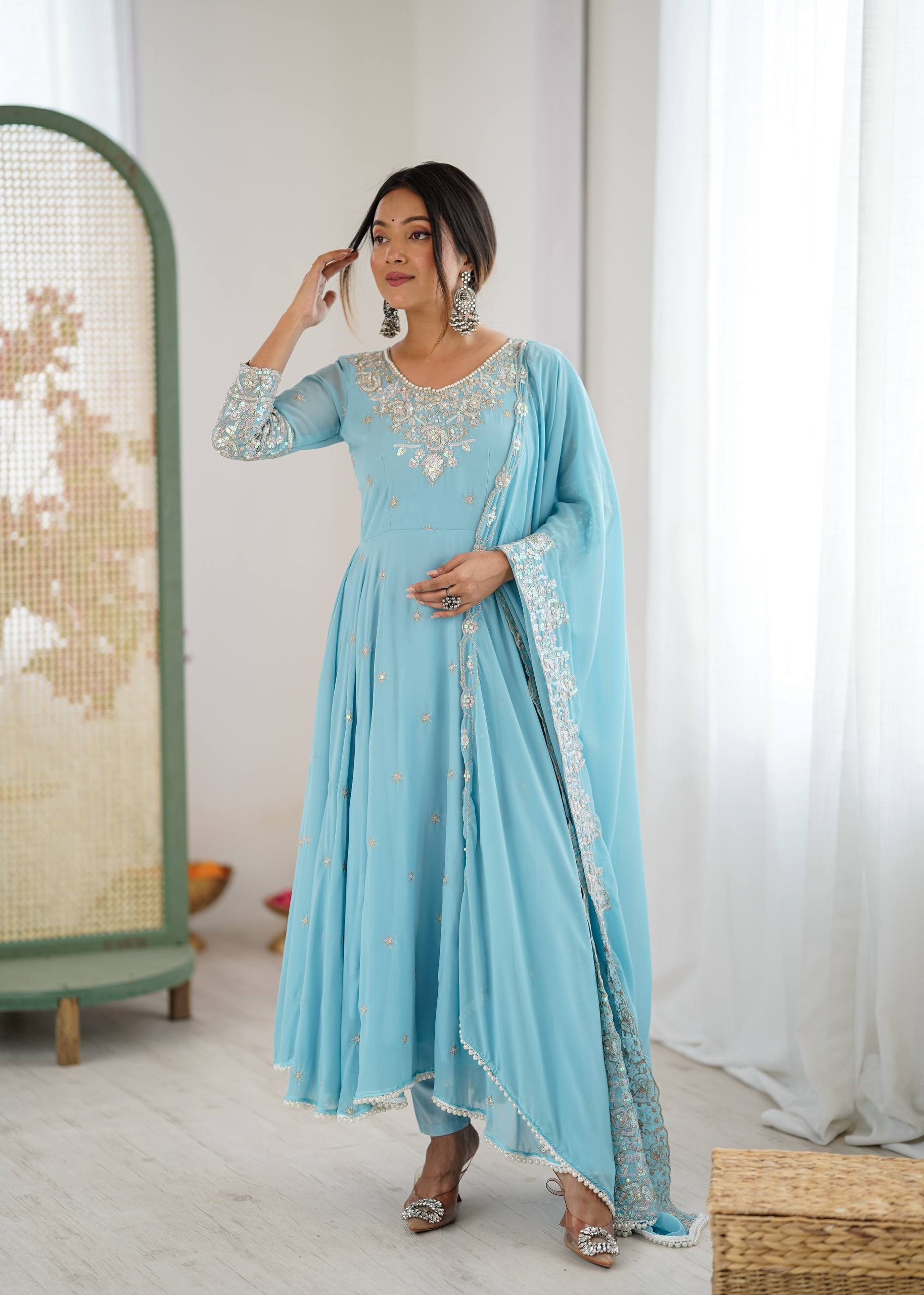Meher Rainbow Sequence Anarkali Gown Set