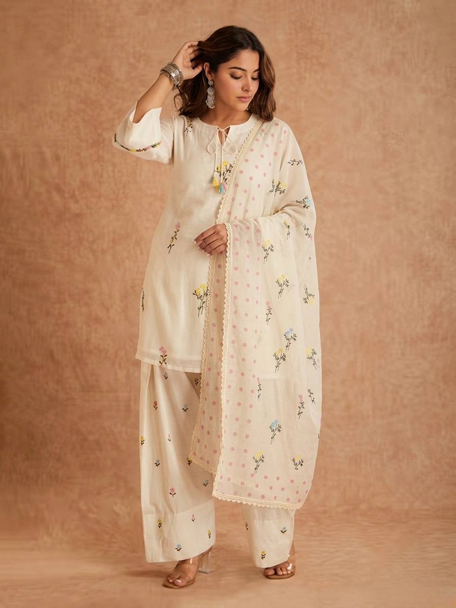 Noor Cotton Silk Embroidered Farshi Set