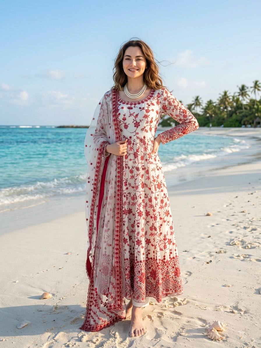 shaal Noor Floral Anarkali Suit Set