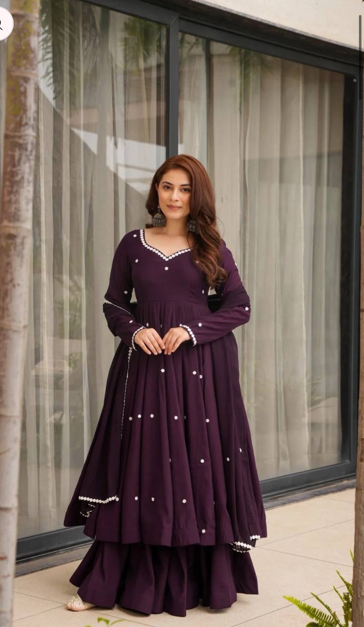 MAHIRA WINE ANARKALI SUIT SET