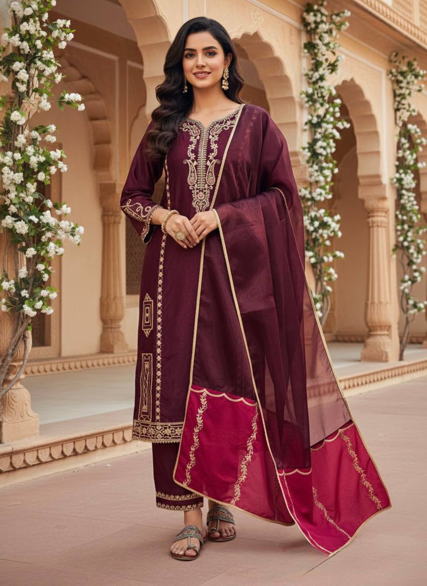 Eshaal Luxe Silk Palazzo Set
