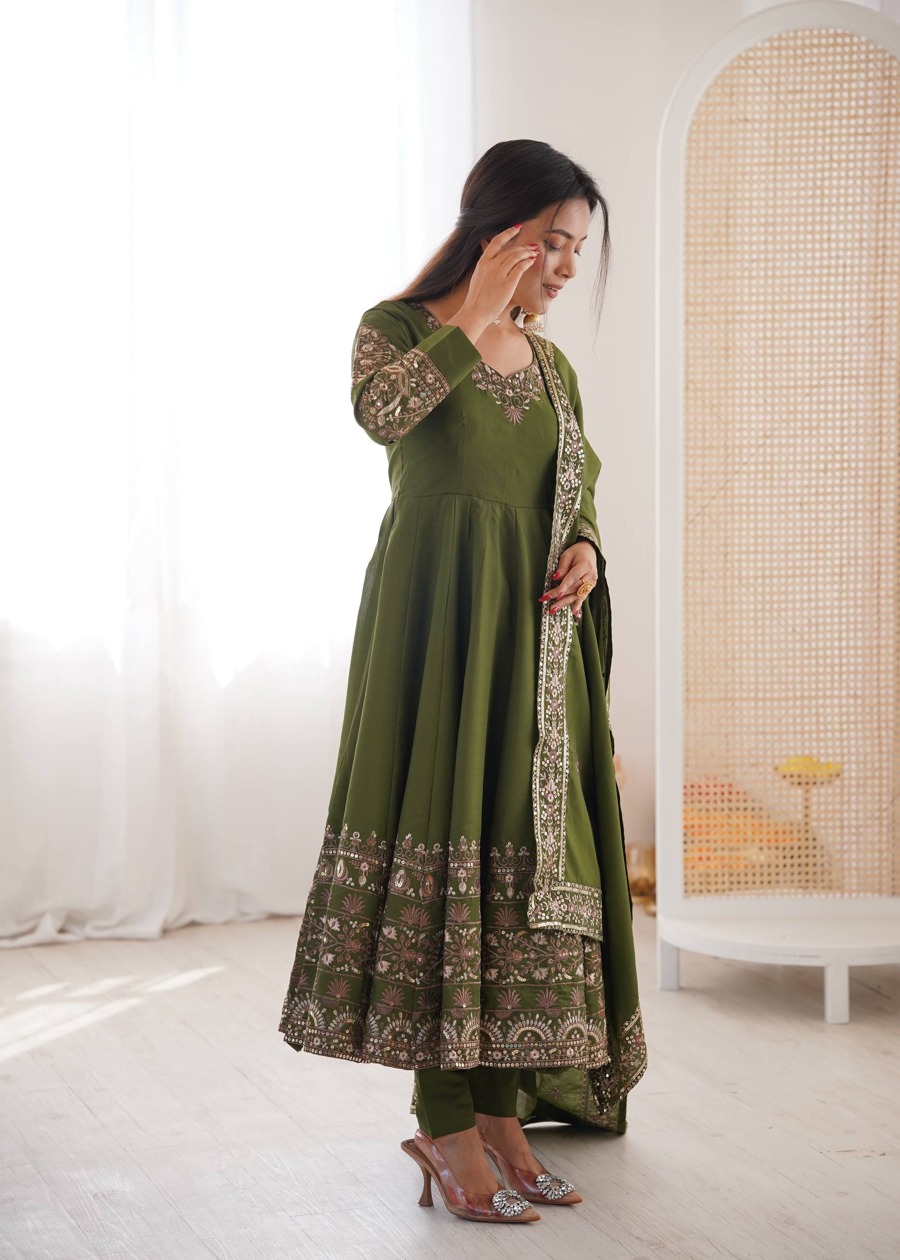 Aarohi Royal Roman Silk Gown Set