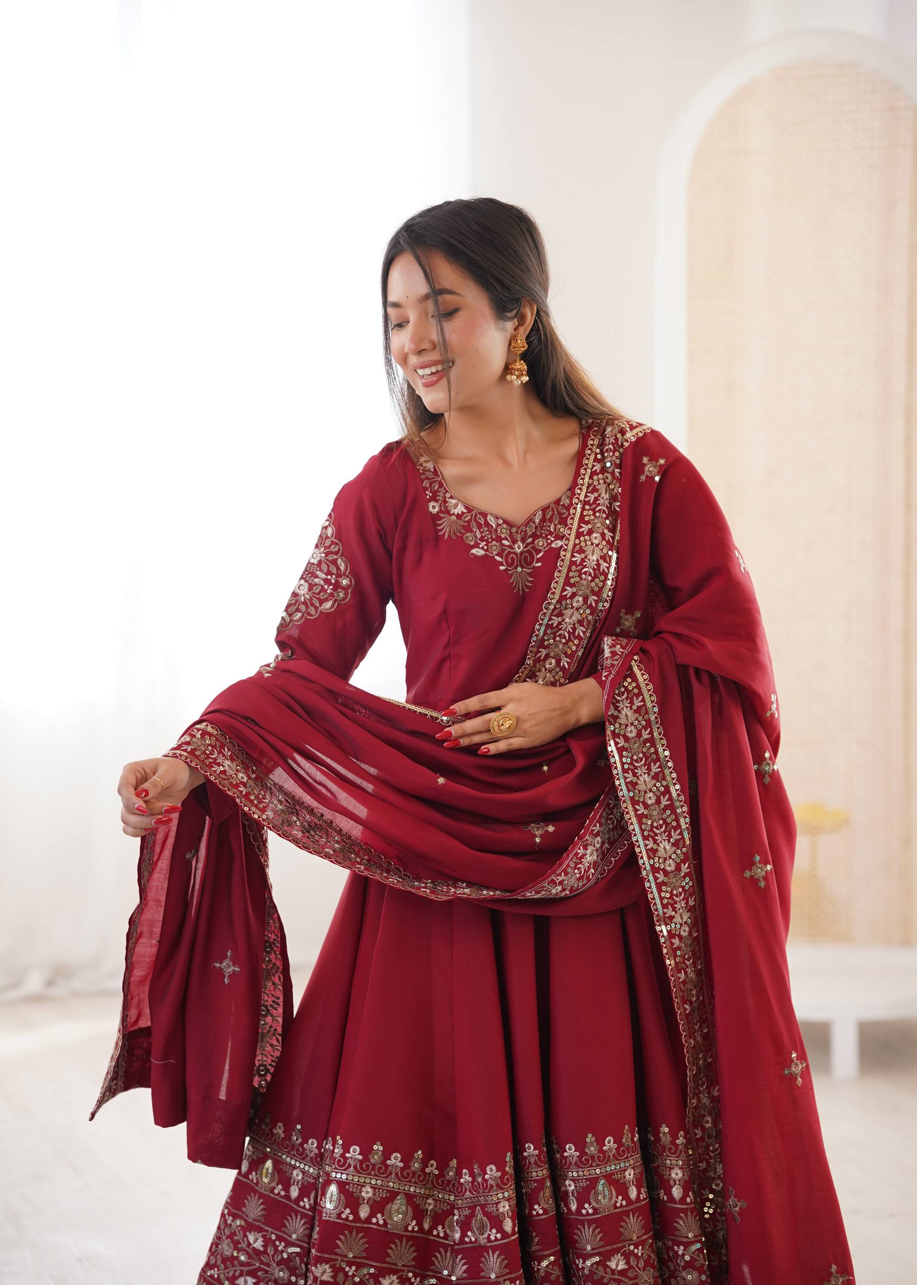 Aarohi Royal Roman Silk Gown Set