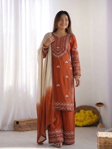 Noor Zahra Embroidered Rayon Cotton Farshi Suit Set