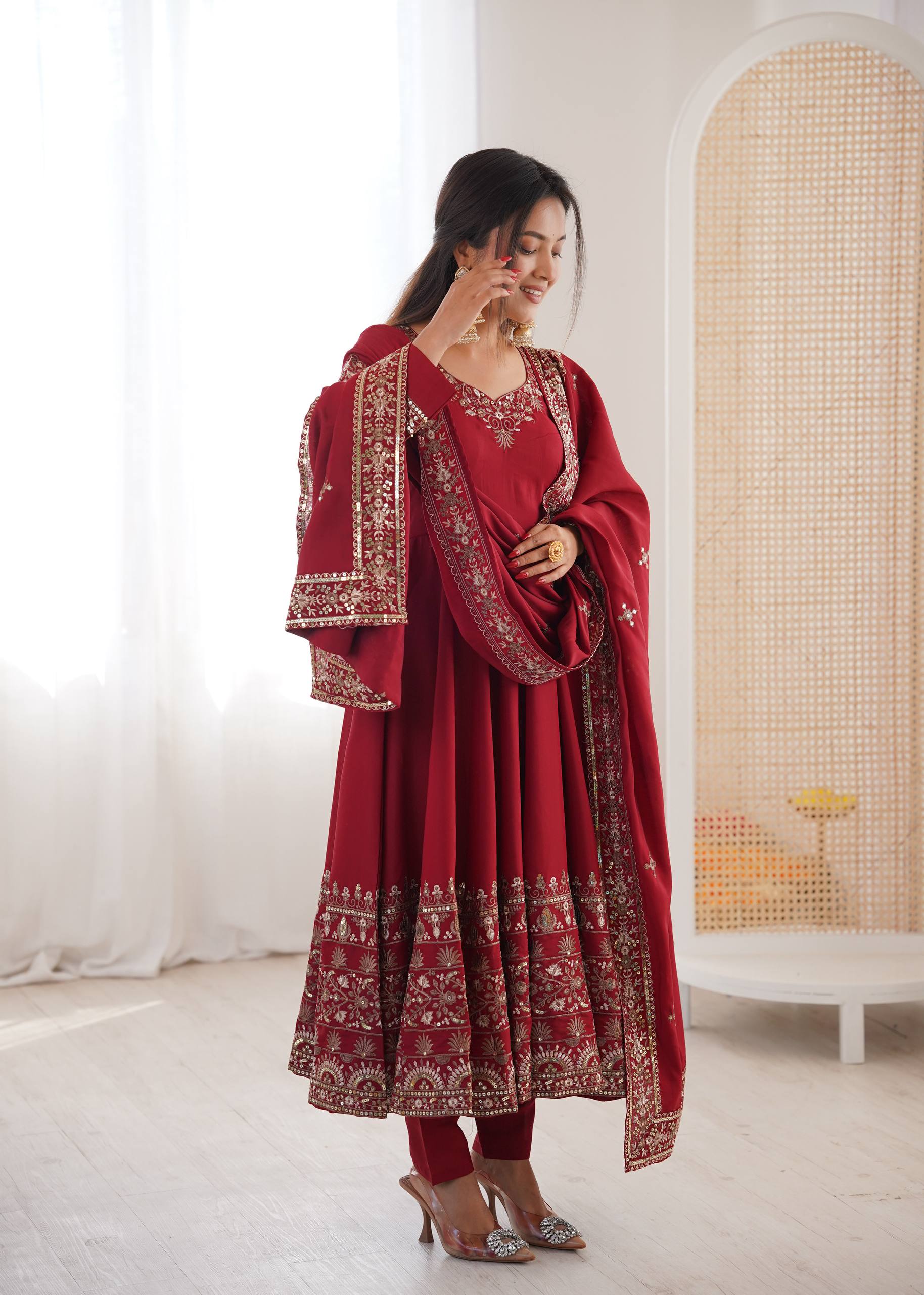 Aarohi Royal Roman Silk Gown Set