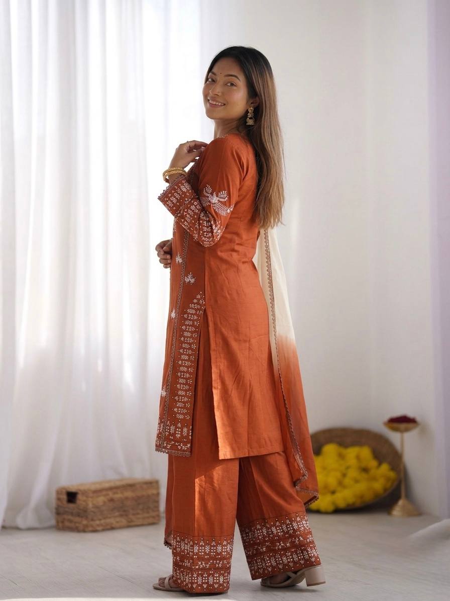 Noor Zahra Embroidered Rayon Cotton Farshi Suit Set