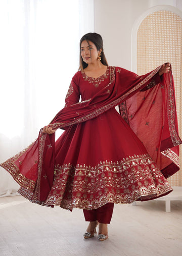 Aarohi Royal Roman Silk Gown Set