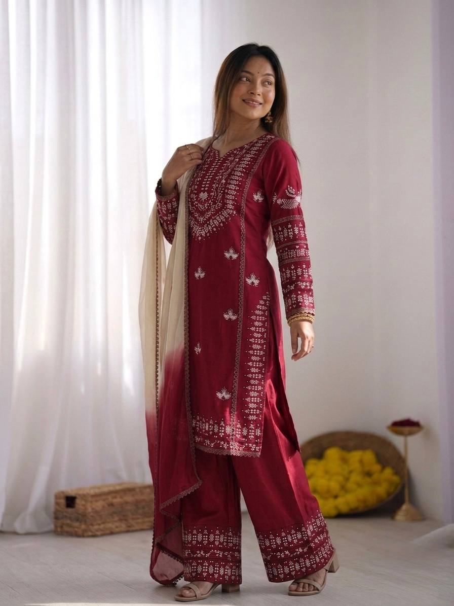 Noor Zahra Embroidered Rayon Cotton Farshi Suit Set