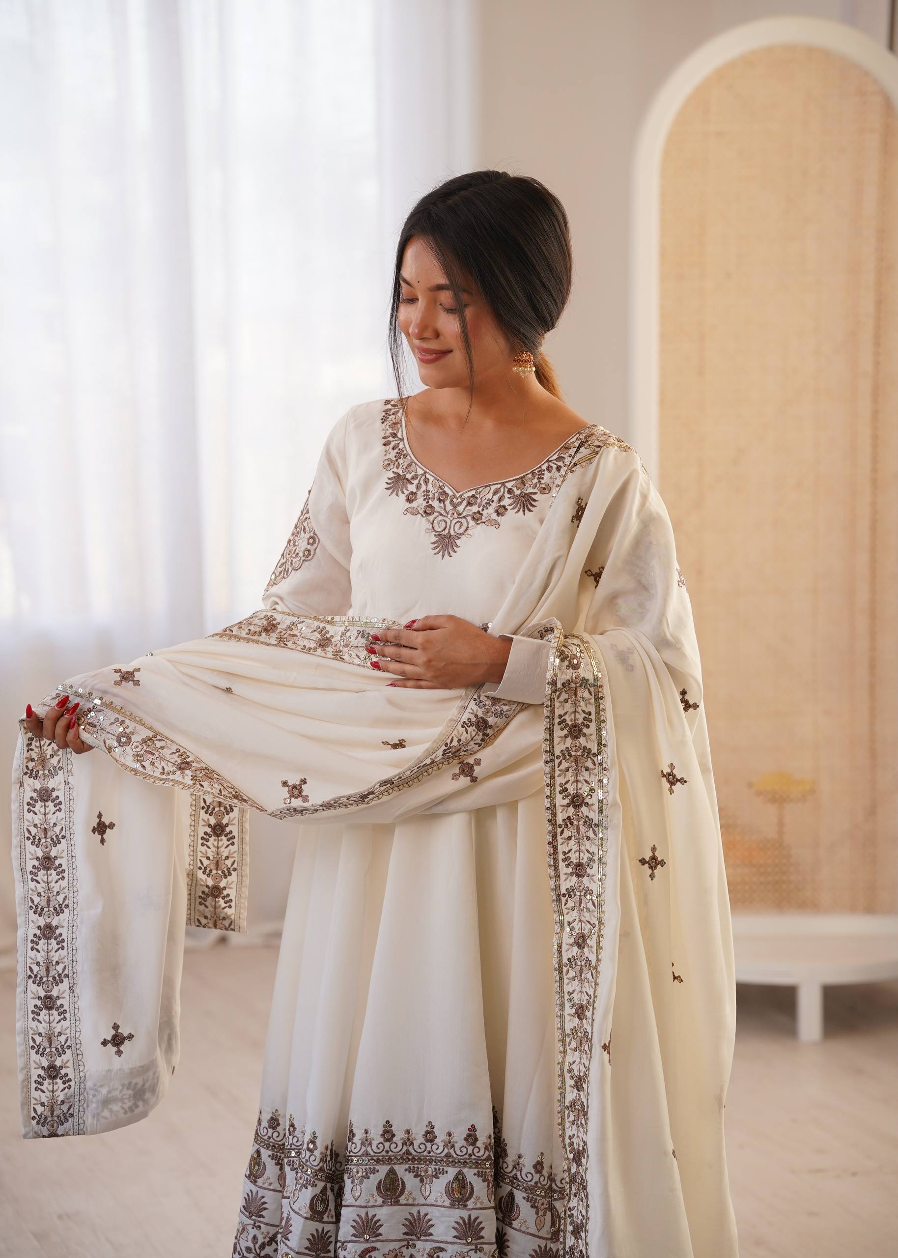 Aarohi Royal Roman Silk Gown Set
