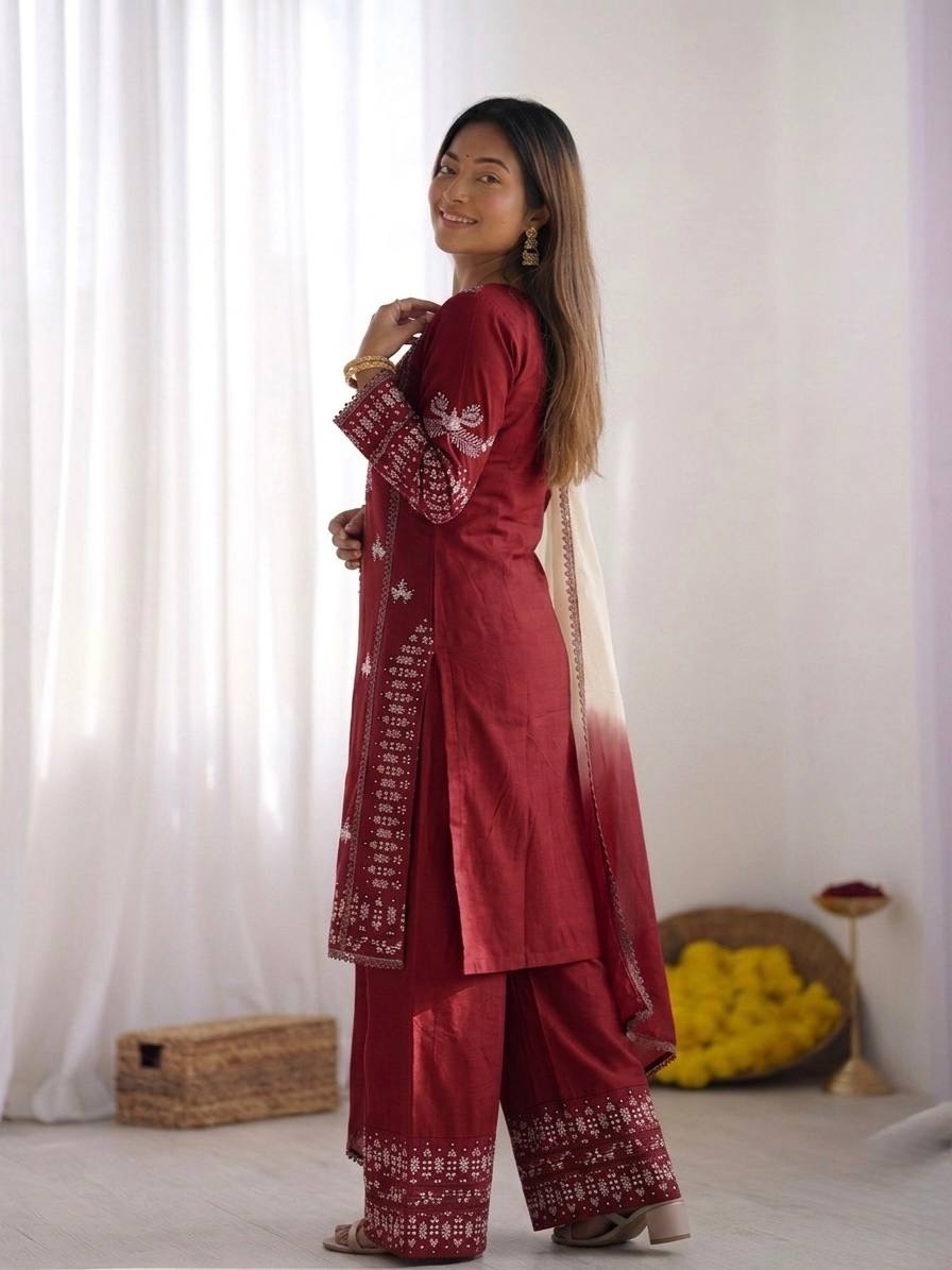 Noor Zahra Embroidered Rayon Cotton Farshi Suit Set