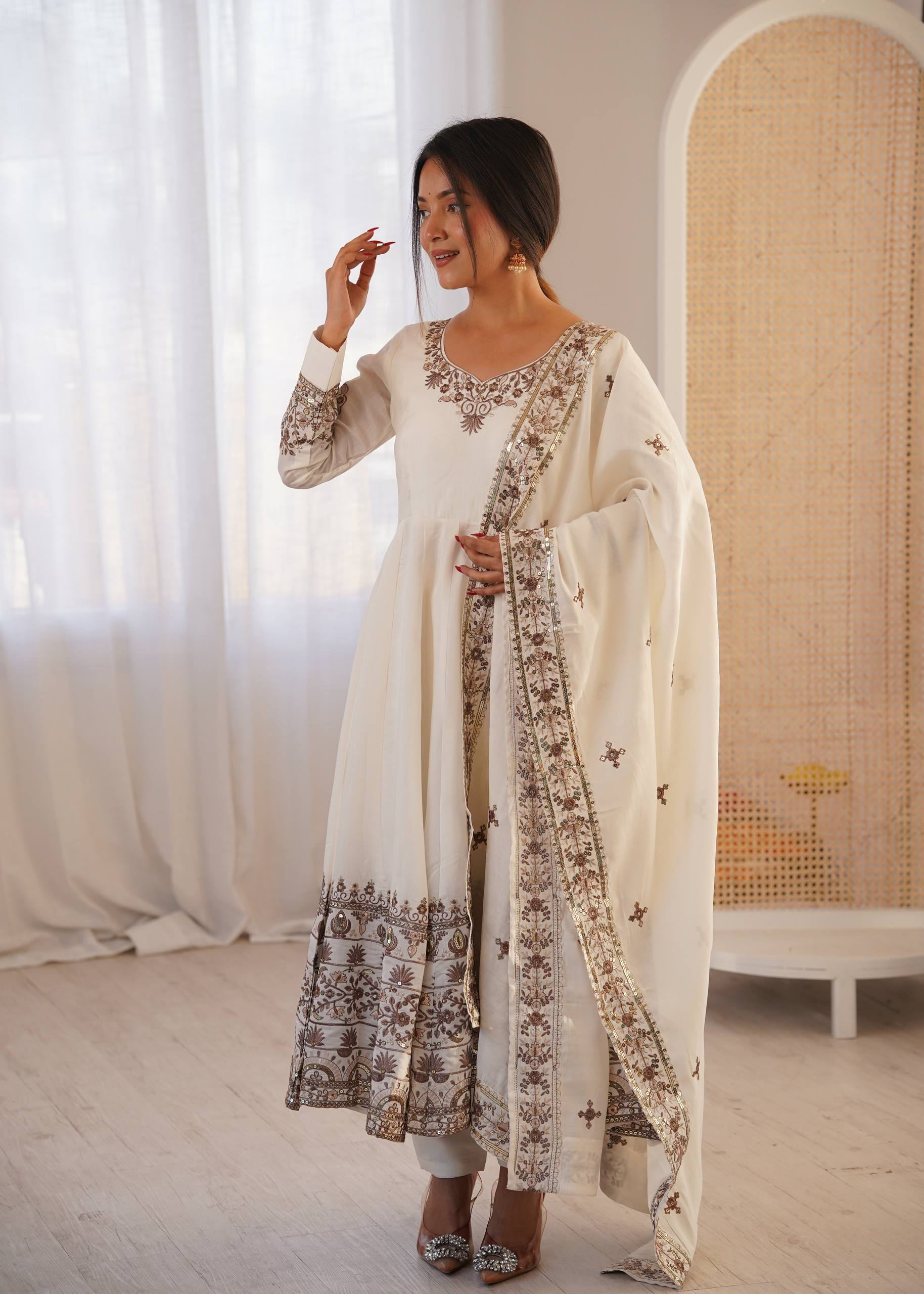 Aarohi Royal Roman Silk Gown Set