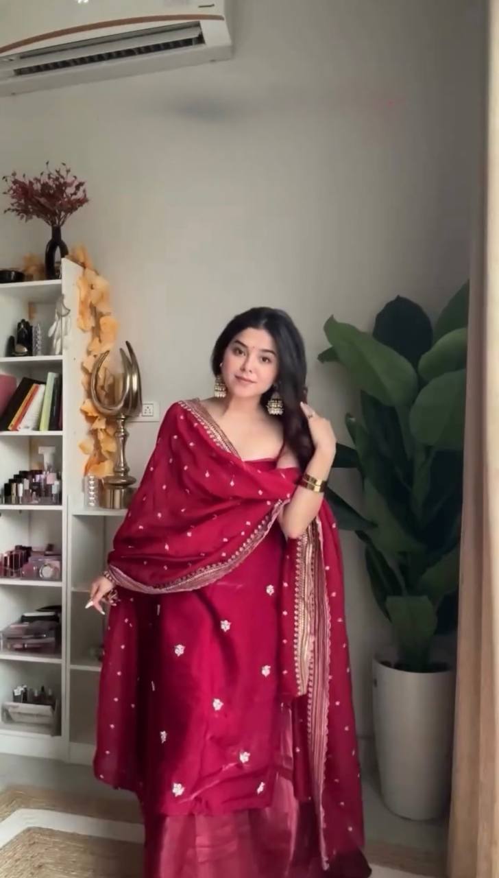Elara Shimmer Luxe Sharara Set