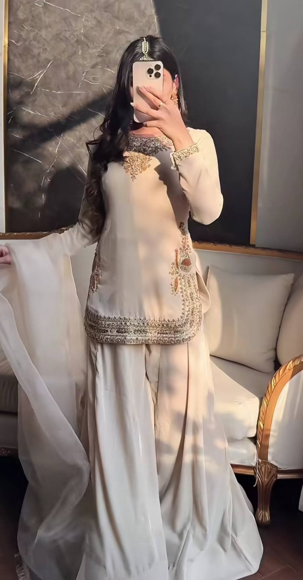 Avelira Satin Glow Sharara Set
