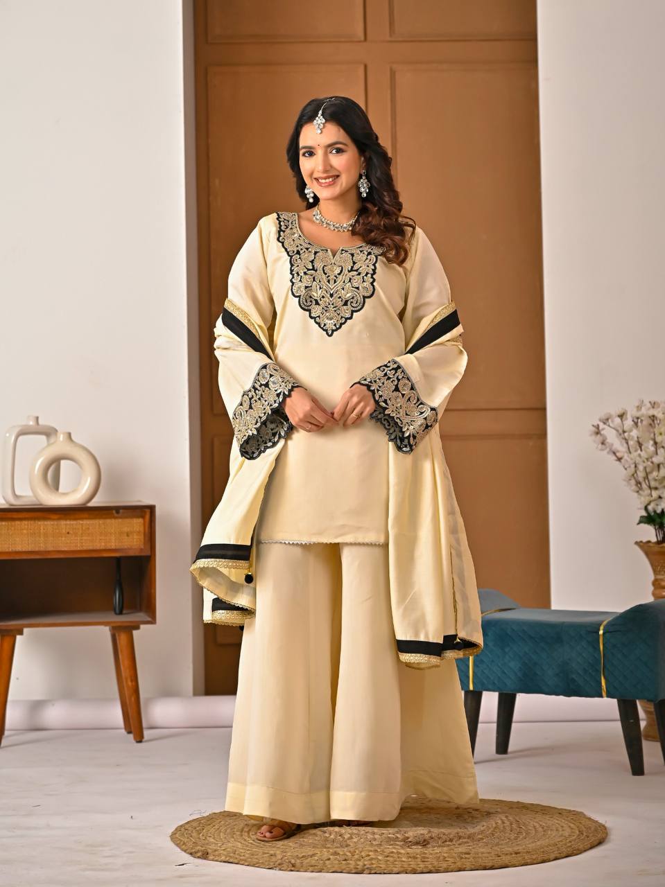 Ravina Roman Silk Diamond Sharara Set