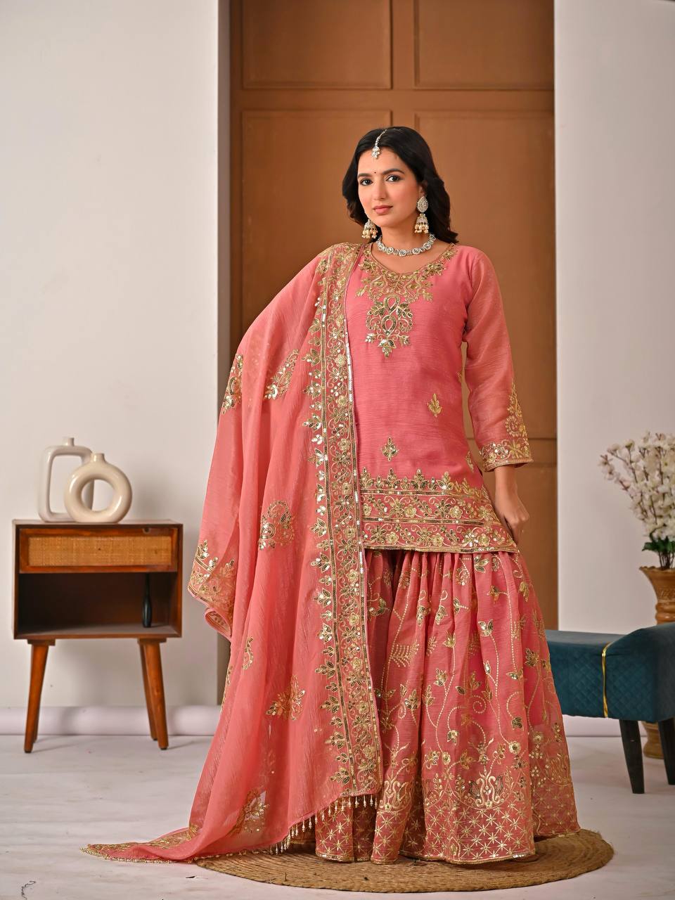 Zynira Crunchy Silk Sharara Set