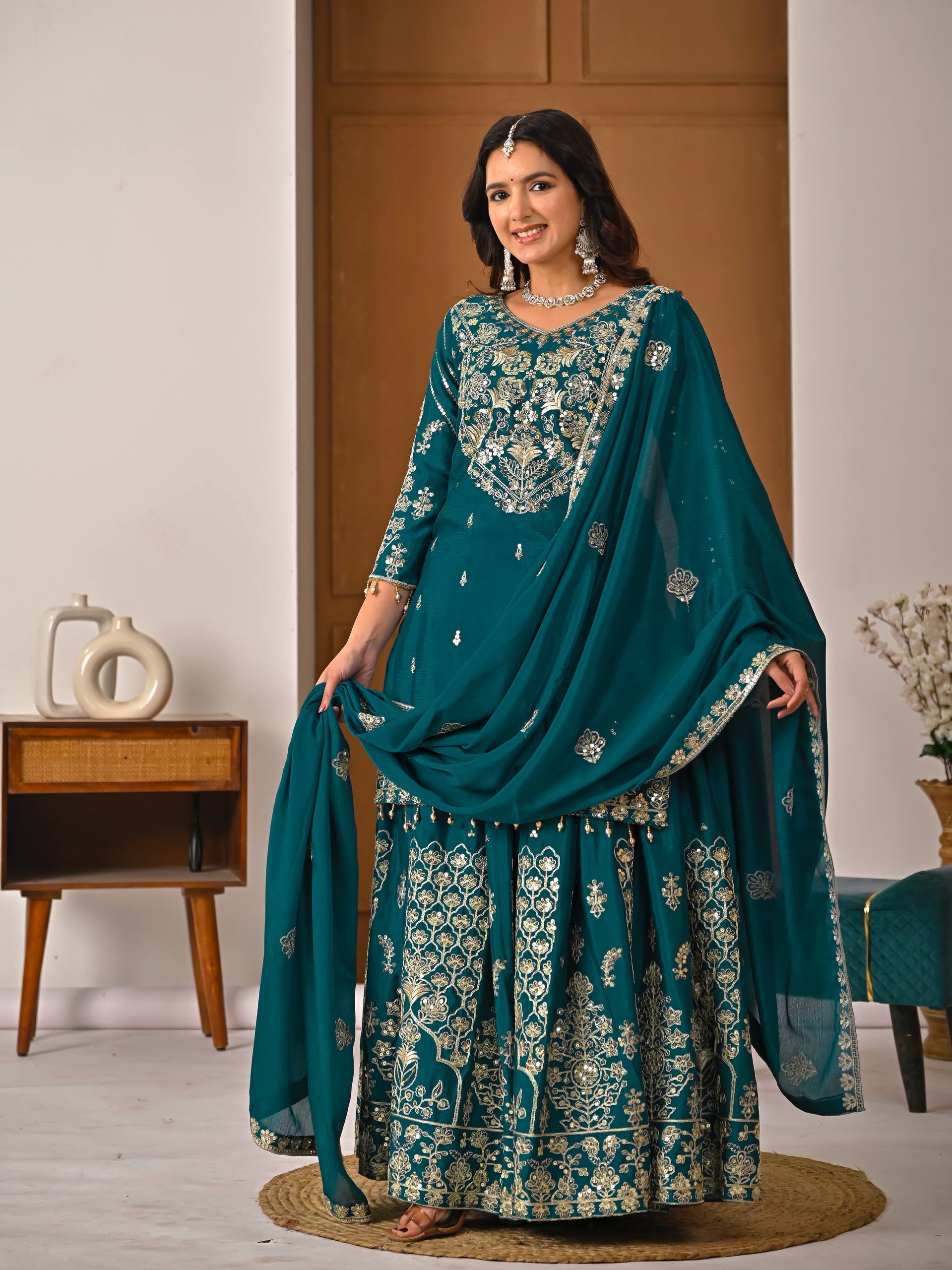 Azelra Chinnon Zari Lehenga Set