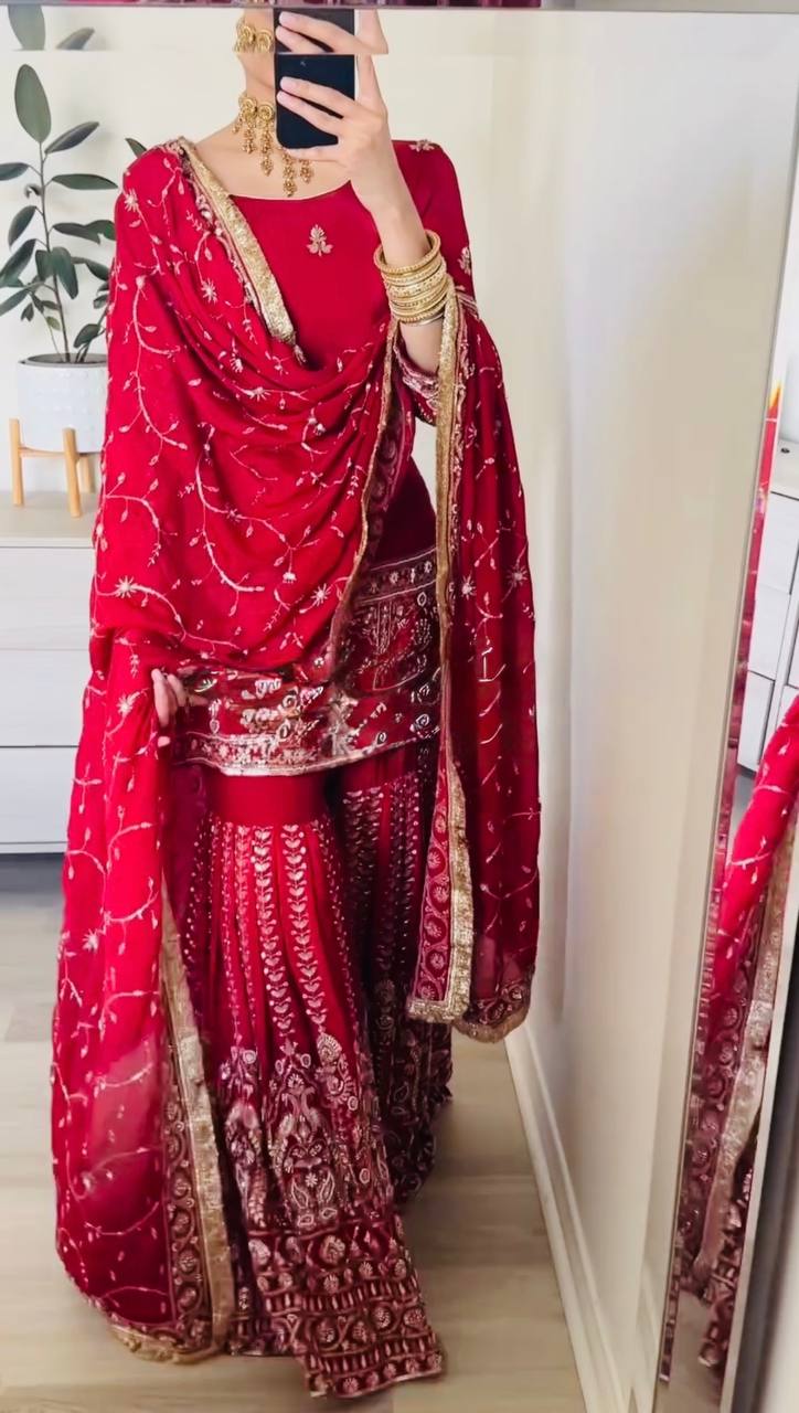 Azeeva Chinon Thread Sharara Set