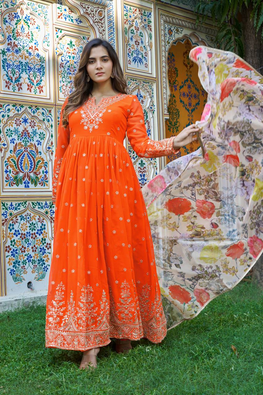 Neyrisa Georgette Flair Gown Set