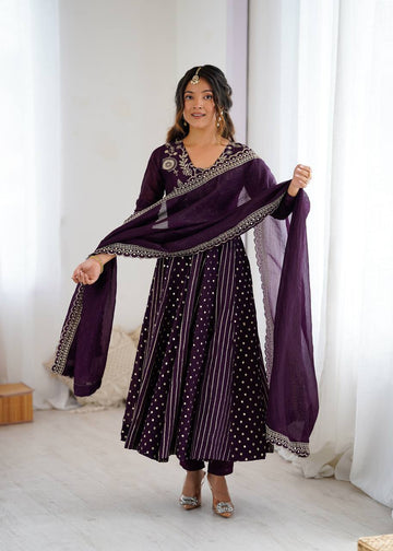 Ravelya Roman Silk Flair Suit Set