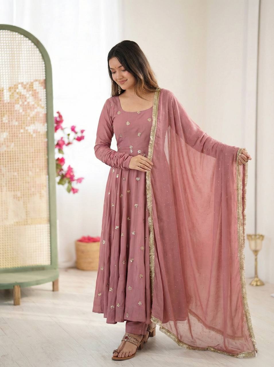 Ravelya Roman Silk Flair Suit Set