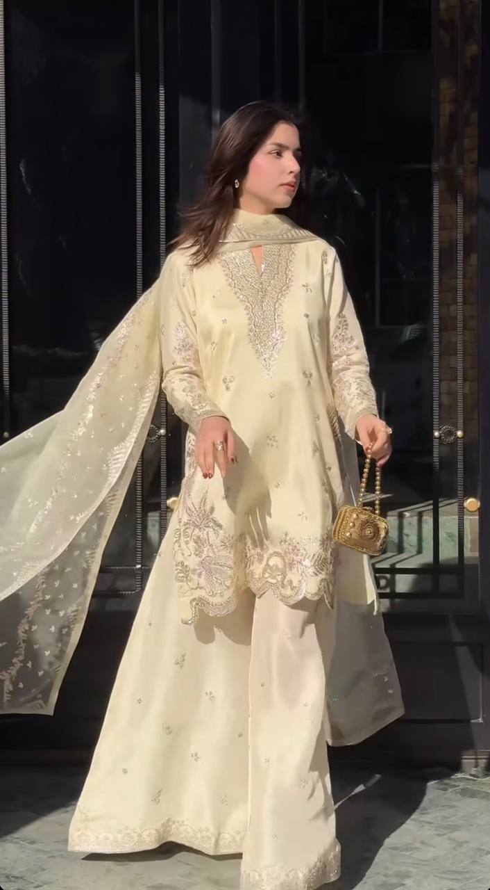 Zyvella Crepe Silk Sharara Ensemble