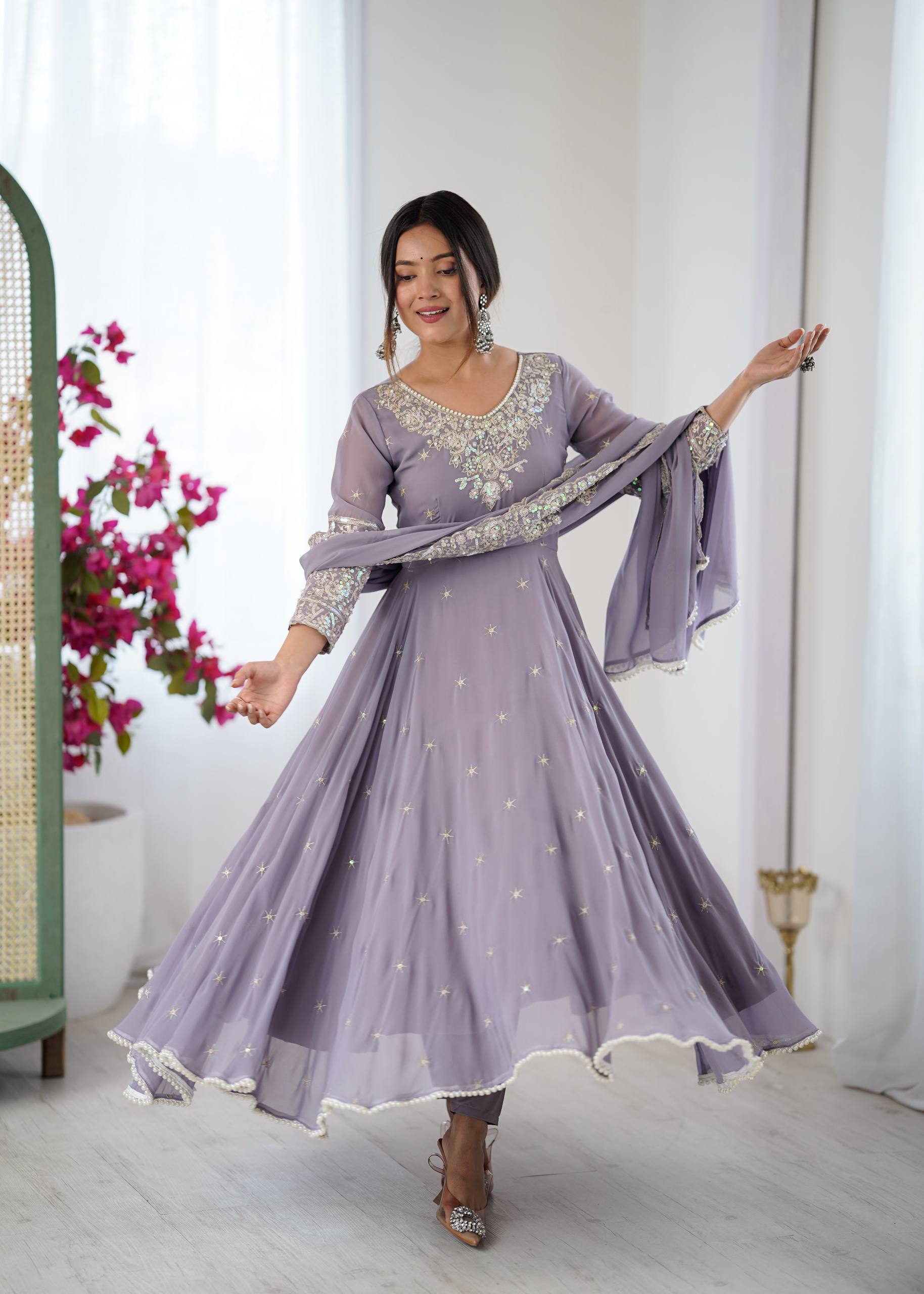 Meher Rainbow Sequence Anarkali Gown Set