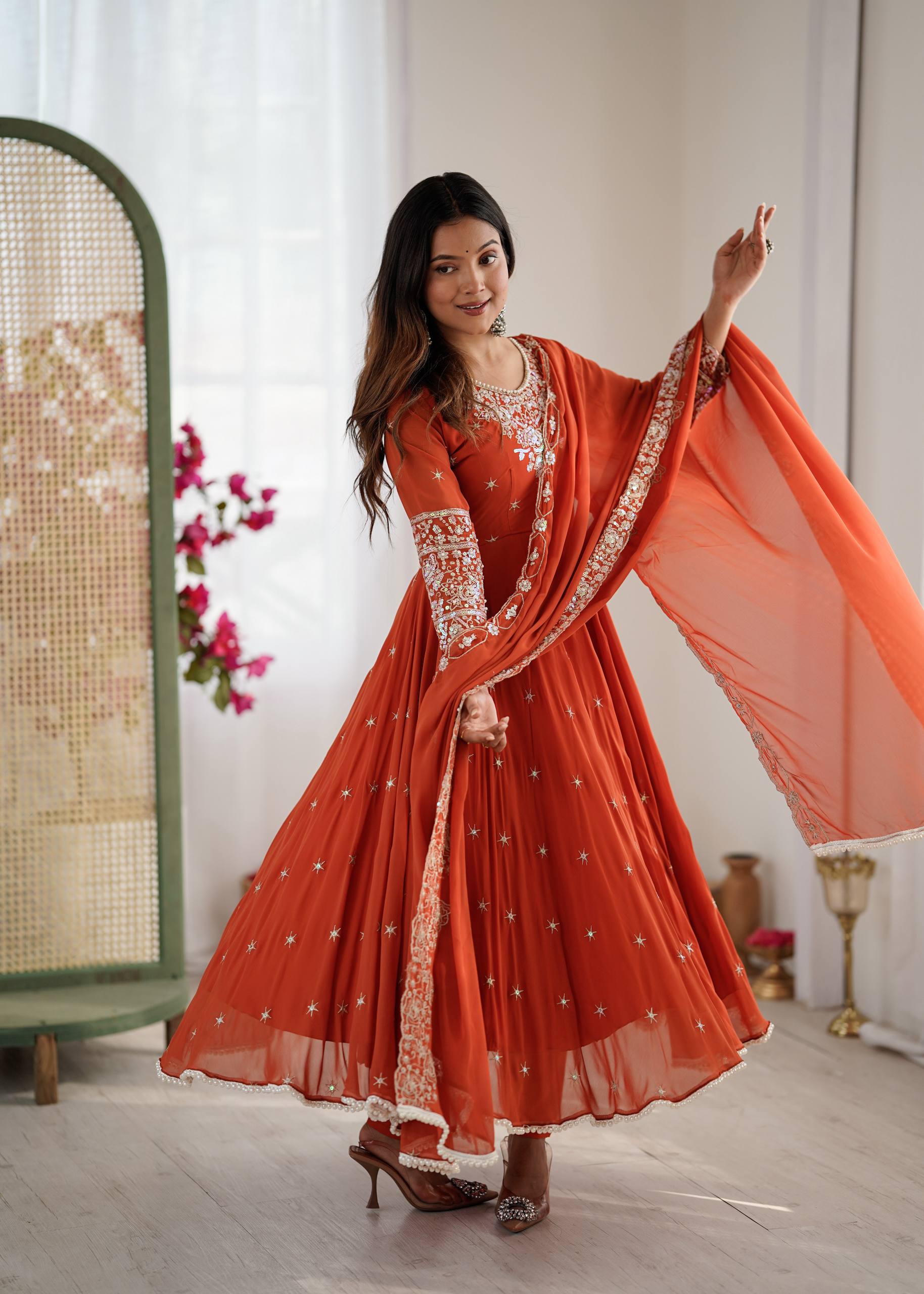 Meher Rainbow Sequence Anarkali Gown Set