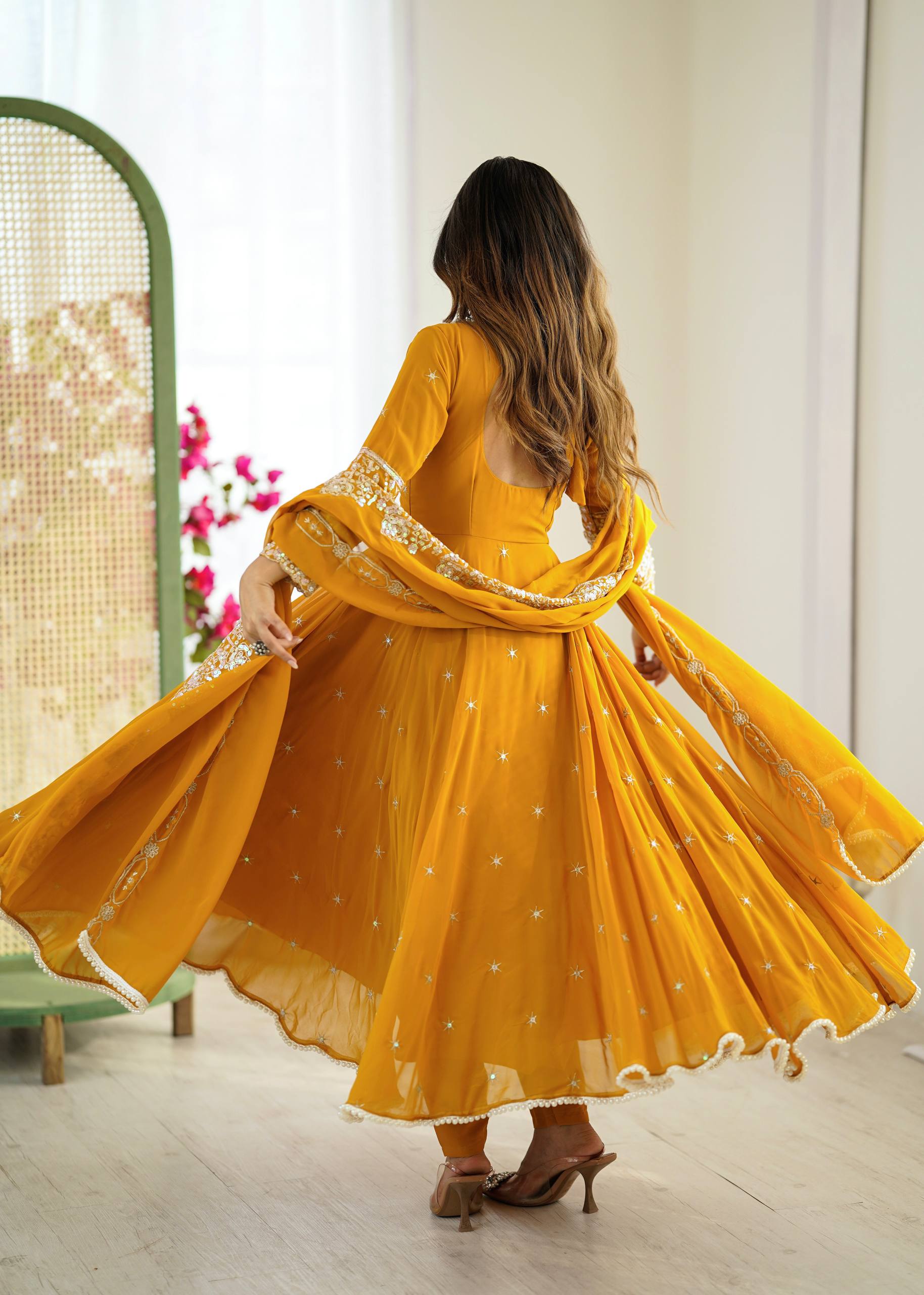 Meher Rainbow Sequence Anarkali Gown Set