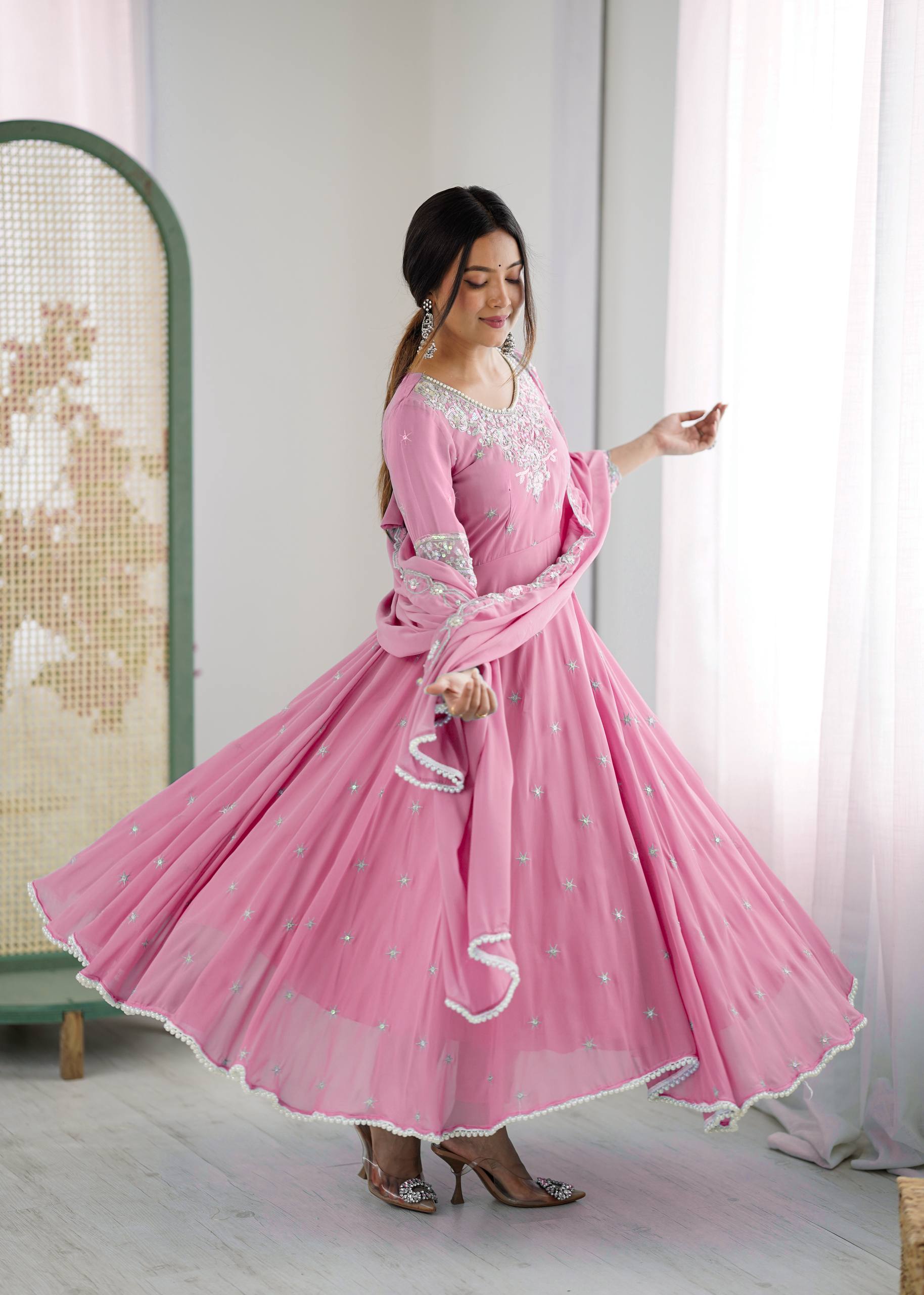 Meher Rainbow Sequence Anarkali Gown Set