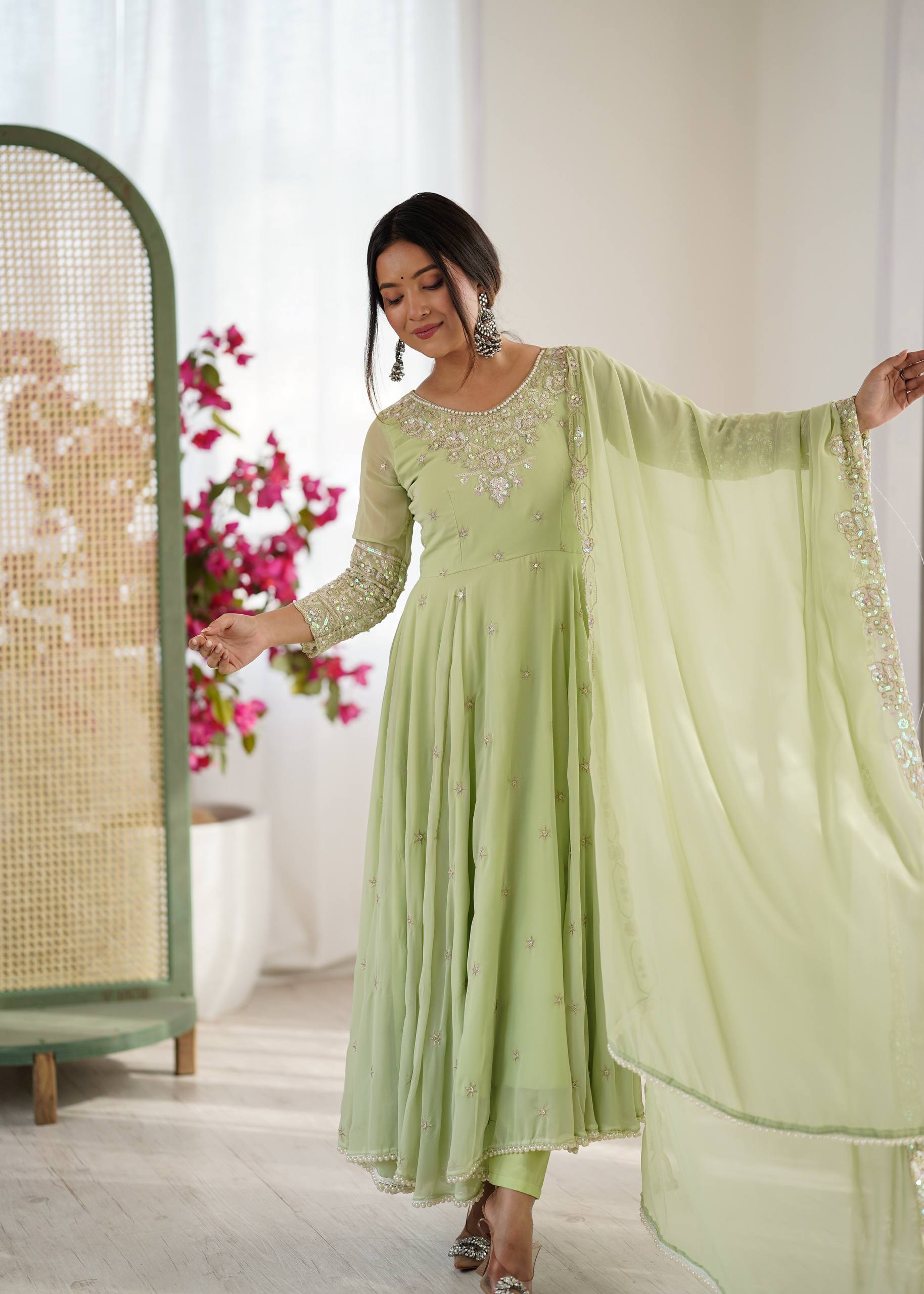Meher Rainbow Sequence Anarkali Gown Set