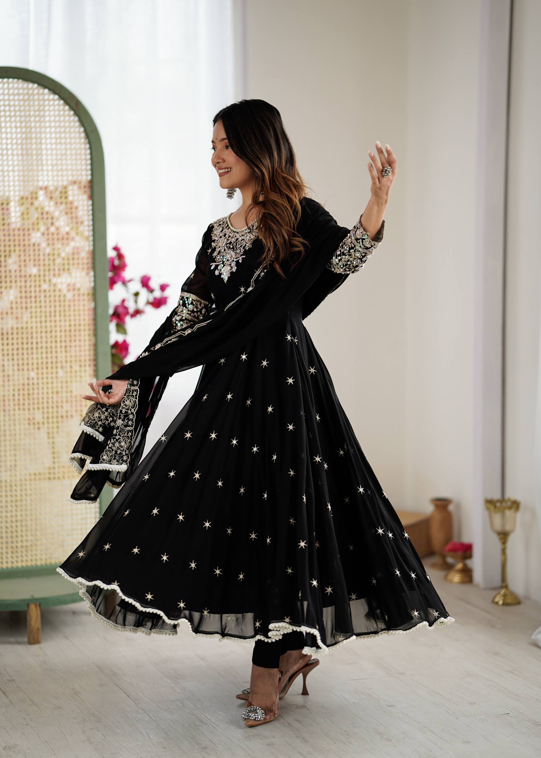 Meher Rainbow Sequence Anarkali Gown Set