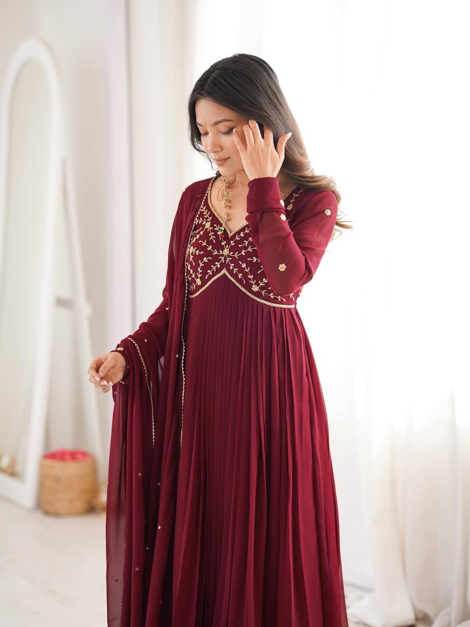 Ruhani Faux Georgette Handwork Gown Set
